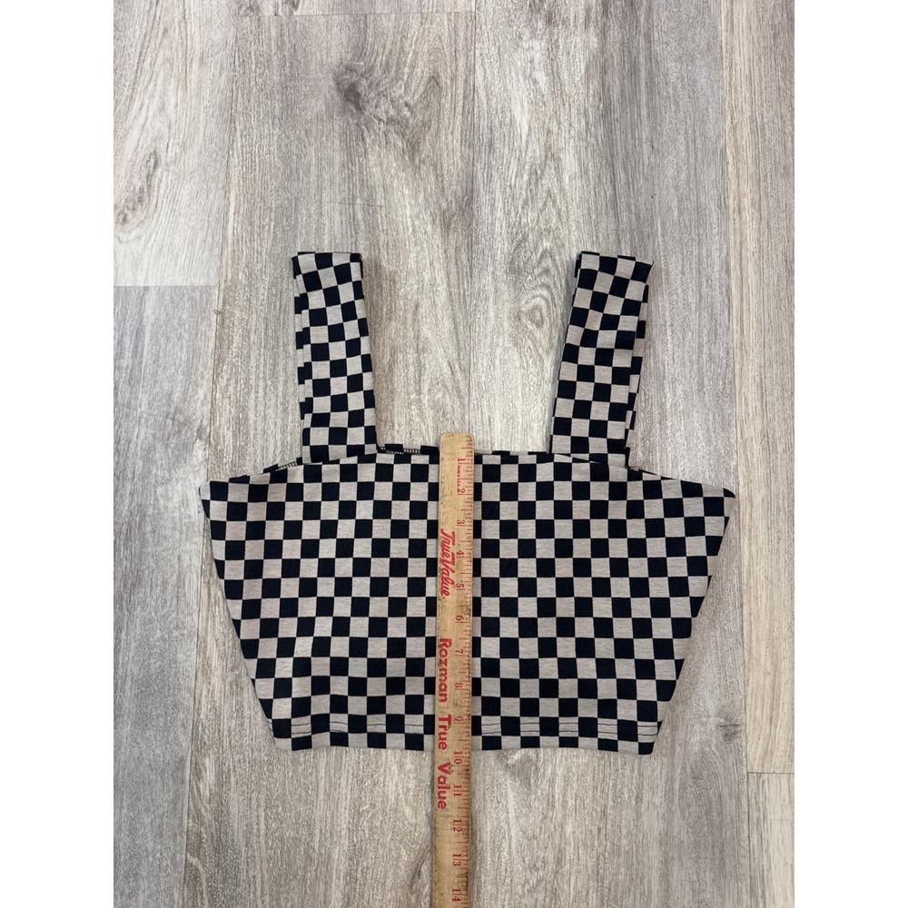Dressed in LALA Black and White Checkered Crop Top - Picture 6 of 8